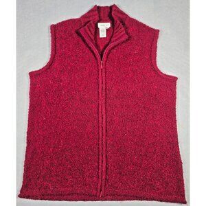 Coldwater Creek Red Full Zipper Sweater Vest Women's Large